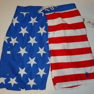 AMERICAN FLAG BATHING SUIT MENS LARGE L US POLO